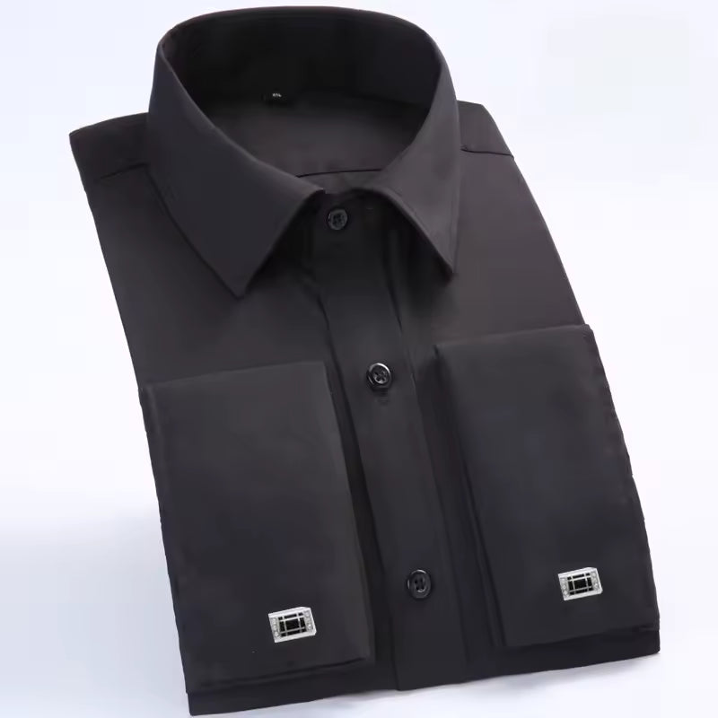 "Slim Fit French Cuff Men's Tuxedo Dress Shirt"