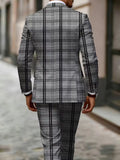 Men's Slim Fit Plaid Suit Set