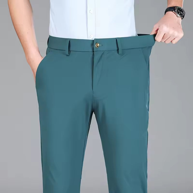 Men's Elastic-Waist Straight-Leg Dress Pants