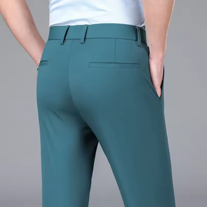Men's Elastic-Waist Straight-Leg Dress Pants