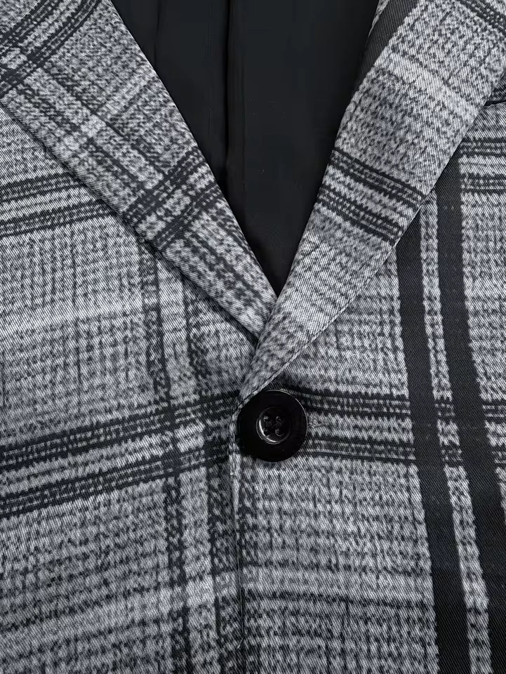 Men's Slim Fit Plaid Suit Set