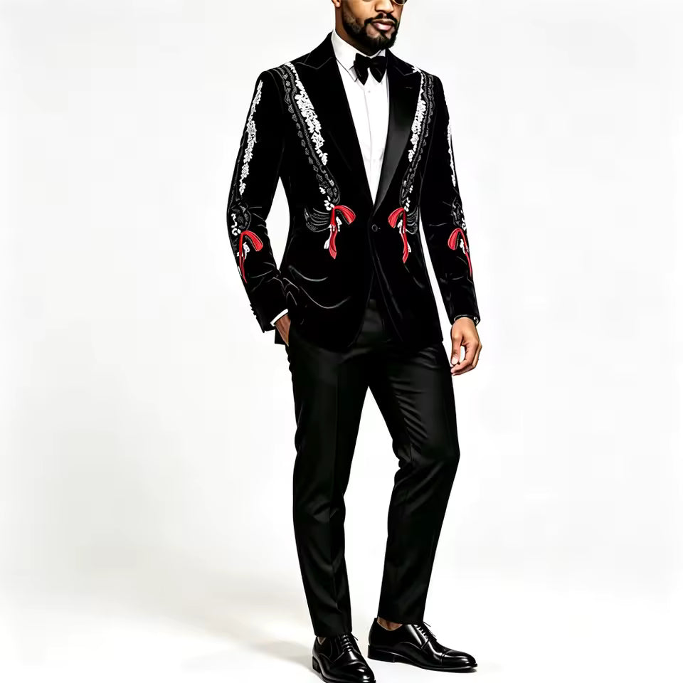 Floral Peak Lapel Men's Blazer