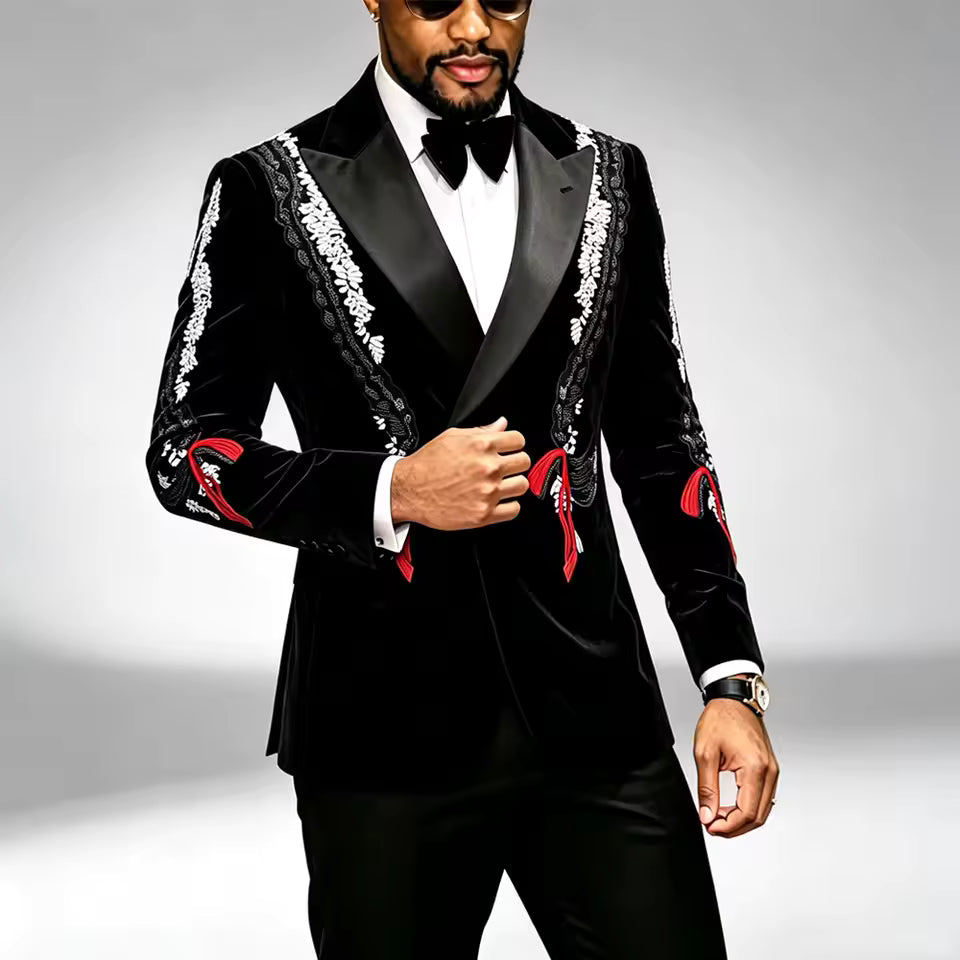 Floral Peak Lapel Men's Blazer