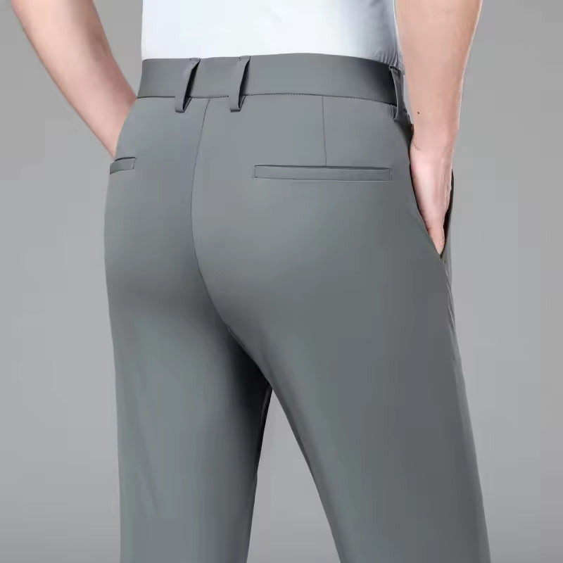 Men's Elastic-Waist Straight-Leg Dress Pants