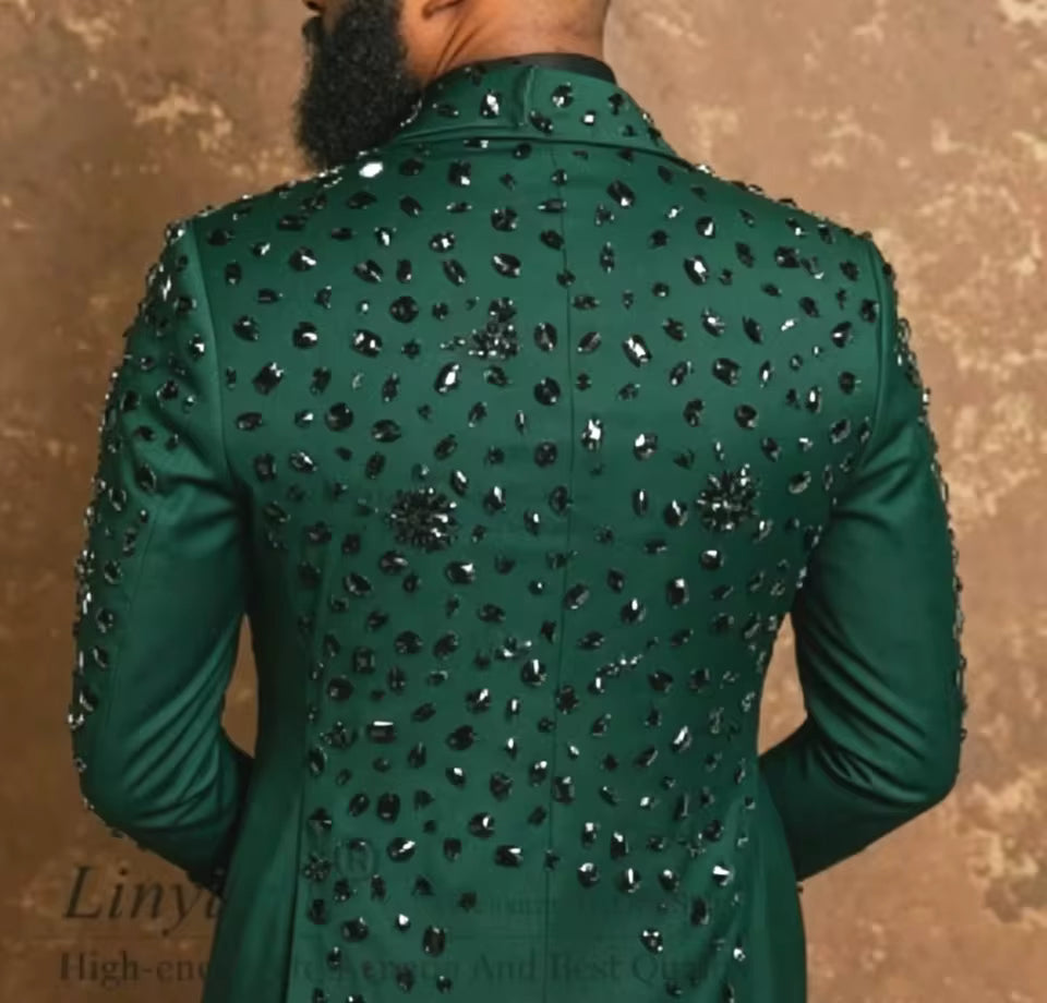 Men's Rhinestone Blazer – Slim Fit Shawl Lapel