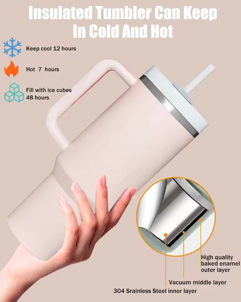 32oz/40oz Insulated Tumbler with Straw & Handle
