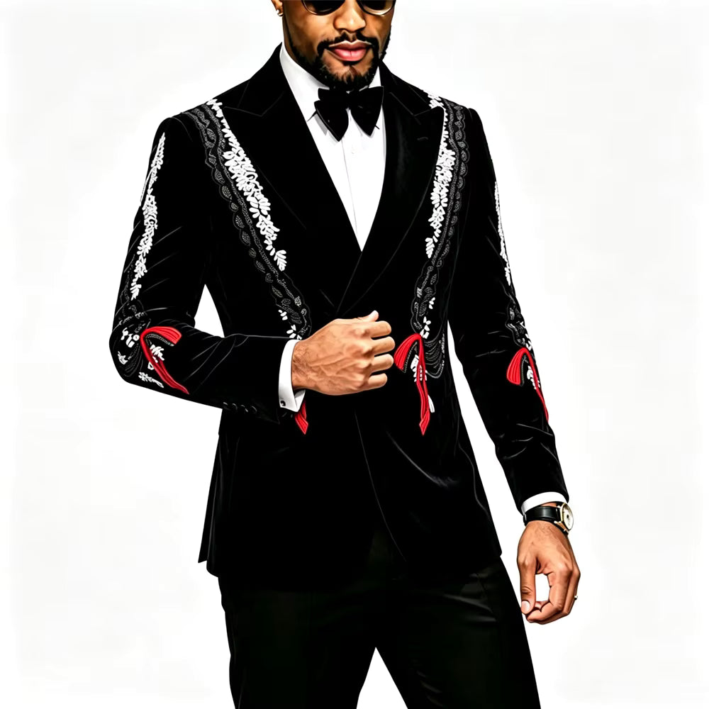 Floral Peak Lapel Men's Blazer