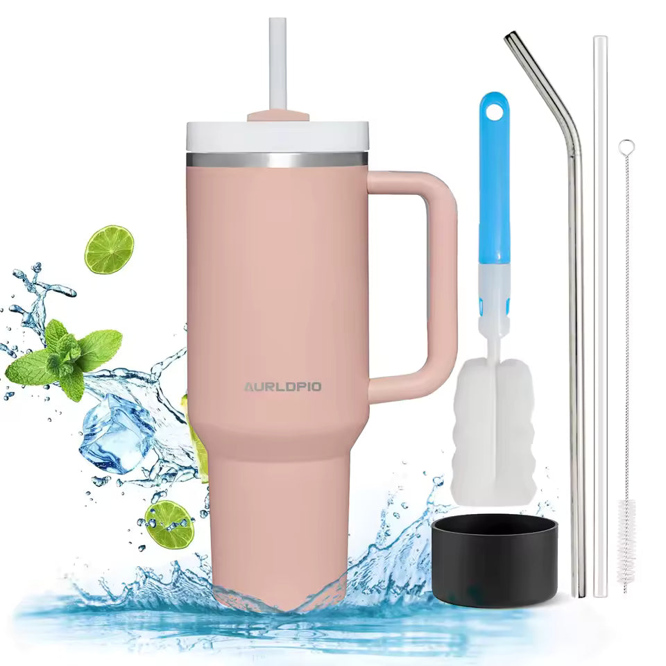 32oz/40oz Insulated Tumbler with Straw & Handle