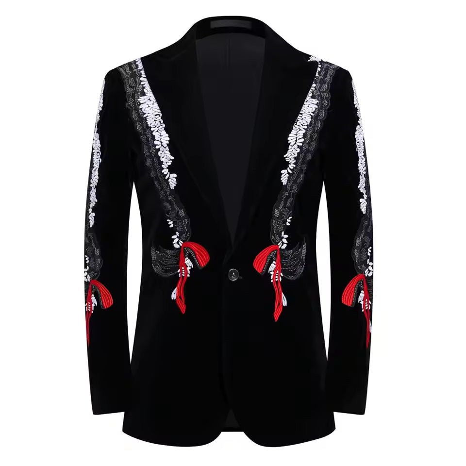 Floral Peak Lapel Men's Blazer