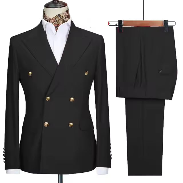 Men's Plaid Double-Breasted Tuxedo Suit Set