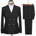 Men's Plaid Double-Breasted Tuxedo Suit Set